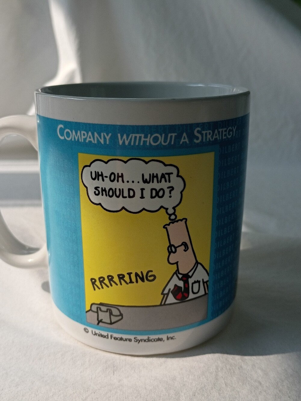 Dilbert Coffee Mug Novelty Vtg Office Humor 12 Ounces Company With & Without